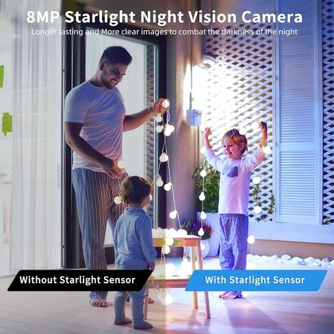 8MP IP Camera, 4K PoE Turret Outdoor Starlight Camera with Mic, Human/Vehicle Detection, IVS, Intrusion Tripwire Alarm, 2.8mm 125°Wide Angle, Metal IP67, H265+, 256GB in Kuwait