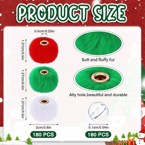 360 Pcs Soft Fluffy Beads Fuzzy Beads Faux Fur Poms Beads for Pens Bulk Colored Spacer Beads Clear Beads for DIY Bracelet Keychain Pens Handicrafts Jewelry Accessories(Mlticolor) in Saudi Arabia