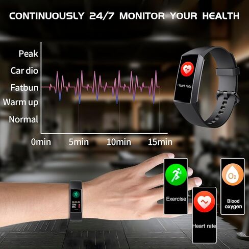 Fitness Tracker with 24/7 Heart Rate Blood Oxygen Sleep Monitor, Activity Tracker with 1.1" AMOLED Touch Color Screen, Multiple Sport Modes Step Counter, IP68 Waterproof for Women and Men in Saudi Arabia