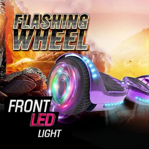 Electric Hoverboard with LED Lights and Bluetooth Speaker, Self Balancing Scooter with 6.5" Flashing Wheels, Top Speed of 10MPH, Gifts for Kids in Saudi Arabia