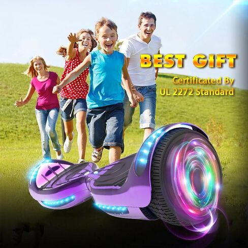 Electric Hoverboard with LED Lights and Bluetooth Speaker, Self Balancing Scooter with 6.5" Flashing Wheels, Top Speed of 10MPH, Gifts for Kids in Saudi Arabia