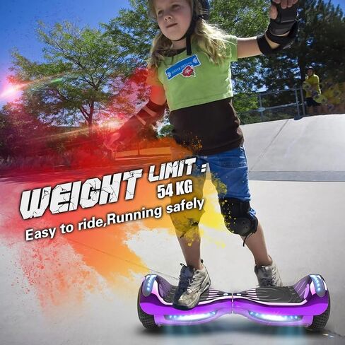 Electric Hoverboard with LED Lights and Bluetooth Speaker, Self Balancing Scooter with 6.5" Flashing Wheels, Top Speed of 10MPH, Gifts for Kids in Saudi Arabia