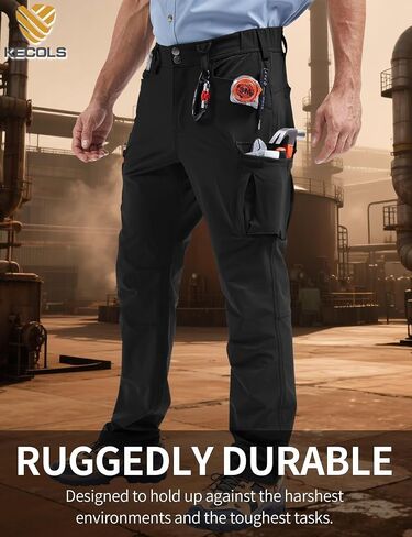Pro-Grade Men's Work Pants - Waterproof & Snowproof Dual-Weave, 4-Way Stretch for Construction/Landscaping in Saudi Arabia