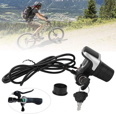 36V E Grip Throttle with LCD Display and Key Lock, Universal Fit Easy Install Handlebar Power Indicator for Electric Bikes Scooters Motorcycles in Saudi Arabia