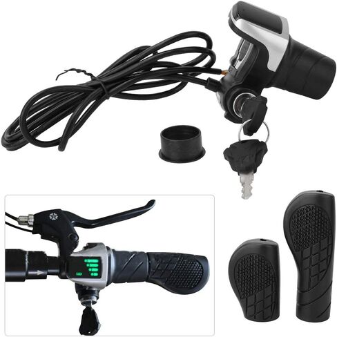 36V E Grip Throttle with LCD Display and Key Lock, Universal Fit Easy Install Handlebar Power Indicator for Electric Bikes Scooters Motorcycles in Saudi Arabia