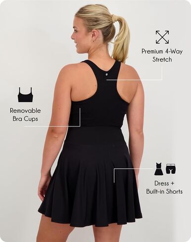 Harmony & Balance Sleeveless Athletic Tennis Dress for Women with Built-in Shorts, Removable Bra Cups, Golf, Pickeball Dress in Saudi Arabia