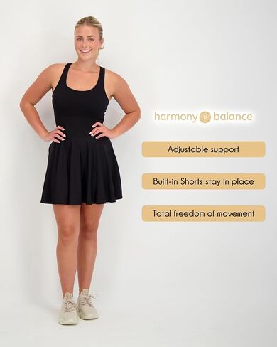 Harmony & Balance Sleeveless Athletic Tennis Dress for Women with Built-in Shorts, Removable Bra Cups, Golf, Pickeball Dress in Saudi Arabia