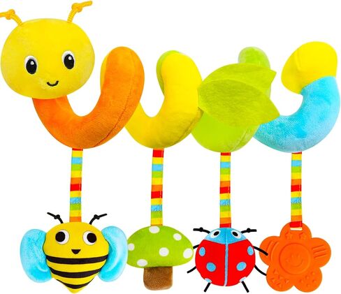Spiral Car Seat & Stroller Activity Toy,Car Seat Toys for Babies 0-6 Months Boy,Baby Spiral Hanging Plush Activity Toys Thank You Gifts for Newborn 0 3 6 9 12 Months Baby Boys Girls in Kuwait