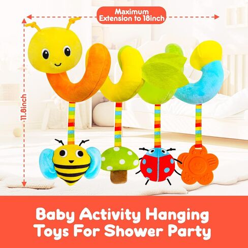 Spiral Car Seat & Stroller Activity Toy,Car Seat Toys for Babies 0-6 Months Boy,Baby Spiral Hanging Plush Activity Toys Thank You Gifts for Newborn 0 3 6 9 12 Months Baby Boys Girls in Kuwait