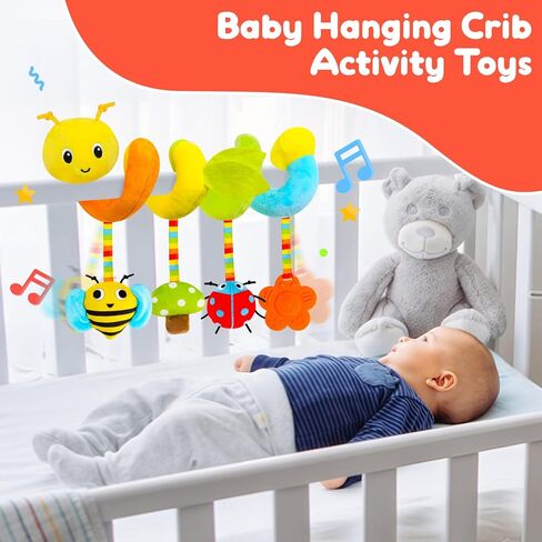 Spiral Car Seat & Stroller Activity Toy,Car Seat Toys for Babies 0-6 Months Boy,Baby Spiral Hanging Plush Activity Toys Thank You Gifts for Newborn 0 3 6 9 12 Months Baby Boys Girls in Kuwait