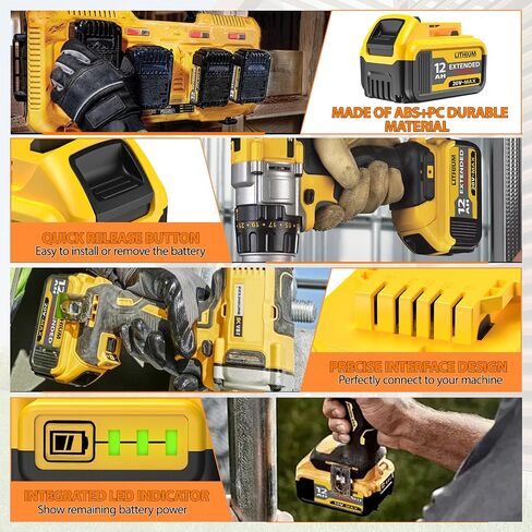 8000mAh DCB200 Replacement for Dewalt 20V Lithium Ion Battery Compatible with DCB201 DCB206 DCB207 Battery DCD/DCF/DCG/DCS Series Cordless Power Tool in Saudi Arabia