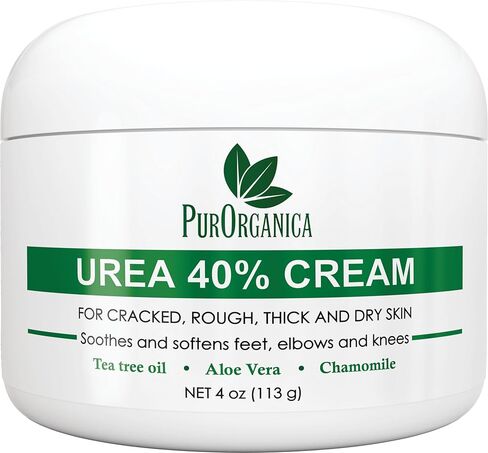 PurOrganica Urea 20% Healing Cream 4 oz - Best Callus Remover - Moisturizes and Rehydrates Hands, Feet and Knees to a Healthy Appearance - Soothes and Softens Thick, Cracked, Rough Dead and Dry Skin in Saudi Arabia