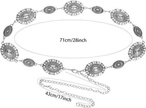 Women-Western-Cowgirl-Belt Metal-Adjustable-Chain-Link-Belts for Dresses Jeans Country Concert Outfit(Gold) in Saudi Arabia