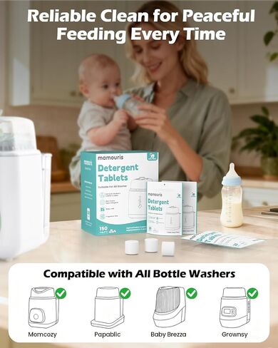 150 Professional Deep Cleaning Detergent Tablets for All Baby Bottle Washers, Baby Brezza: Momcozy, Grownsy, Papablic Bottle Washer Tablets in Saudi Arabia