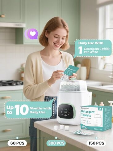 150 Professional Deep Cleaning Detergent Tablets for All Baby Bottle Washers, Baby Brezza: Momcozy, Grownsy, Papablic Bottle Washer Tablets in Saudi Arabia