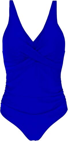 Women's One-Piece Swimsuit, Tummy Control Bathing Suit, V-Neck Criss Cross Ruched Slimming Swimwear in Saudi Arabia