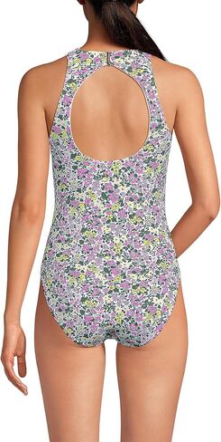 بدلة سباحة نسائية من قطعة واحدة بدون شد ورقبة عالية وخلفية من Lands' End in Kuwait