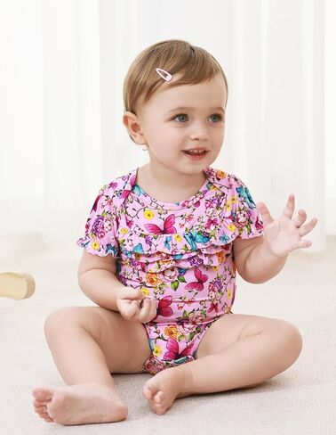 Baby Girls Short Sleeve Bodysuits Dress Infant Toddler Girl Bodysuit Headband Layette Essentials Set Bamboo Viscose in Saudi Arabia