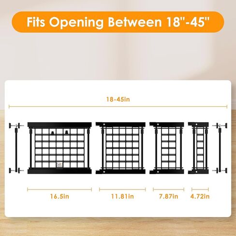 بوابة الكلب القابلة للتعديل - ارتفاع 13-22 بوصة ، 18-43 بوصة امتداد - لا توجد بوابة حيوان أليف للحفر للمداخل والسلالم والجرى والأطفال الصغار - بوابة السلامة المعدنية الشاقة in Kuwait