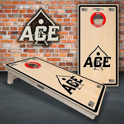 CornholeAce ACE PRO Professional Cornhole Boards - No Bounce! Triple Wide Legs, 3/4" Baltic Birch Plywood, Handles, Regulation Size (4x2ft), Tournament Style, Made in USA in Saudi Arabia