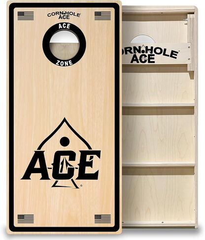 ألواح CornholeAce ACE PRO الاحترافية - لا ترتد! أرجل ثلاثية عريضة، 3/4 بوصة من خشب البتولا البلطيقي الرقائقي، مقابض، حجم التنظيم (4x2 قدم)، نمط البطولة، صنع في الولايات المتحدة الأمريكية in Kuwait