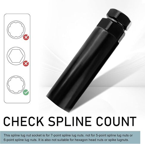 mly 6 spline lug nut socket ، أداة إزالة الجوز العروة 3/4 "(19 مم) و 13/16" (21 مم) ، مفتاح قفل عجلة الوقود لمقبس ما بعد البيع ، متوافق مع M14x1.5 ، M14x2 ، 9/16 "x18 (أسود) in Kuwait