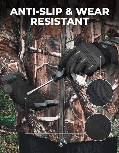 KEMIMOTO Tactical Gloves for Men, Motorcycle Gloves with Rubber Guard, Touchscreen Work Gloves for Outdoor Work Sports Motorcycle Cycling Tactical Airsoft Hunting Hiking Climbing in Saudi Arabia