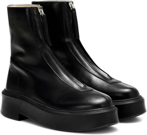 Coutgo Womens Platform Ankle Boots Comfortable Block Low Heel Chelsea Booties Casual Fall Boots with Front Zipper in Saudi Arabia