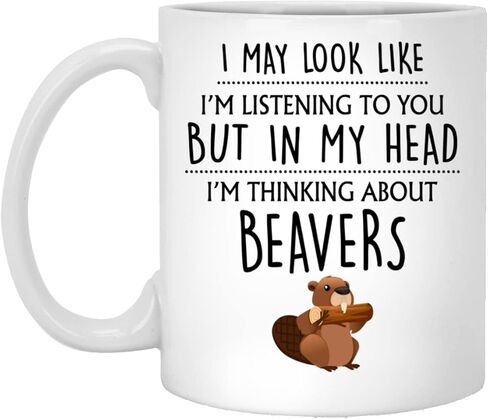 Beaver Gift, Beaver Mug, Funny Beaver Lover Gift, Thinking About Beavers, Beaver Gifts For Her, Women, Him, Men, Crazy Beaver Lady 11oz in Saudi Arabia