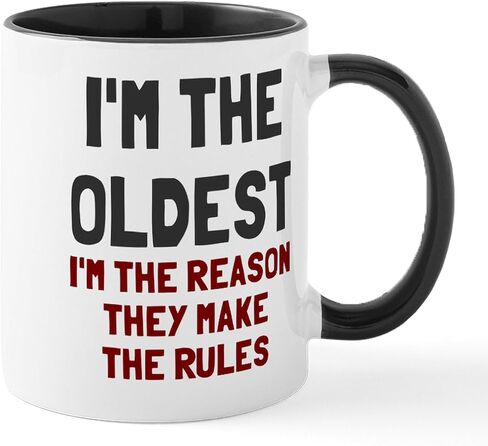 CafePress I'm The Oldest Make Rules Mug 11 oz (325 ml) Ceramic Coffee Mug in Saudi Arabia