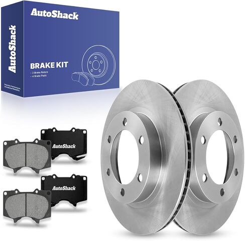 AutoShack Front Brake Kit Replacement for Toyota Tacoma FJ Cruiser 4WD Drilled & Slotted E-Coated Disc Brake Rotors Black Ceramic Brakes Pads 12.54" 318.5 mm SCDPR4132941329976 in Saudi Arabia