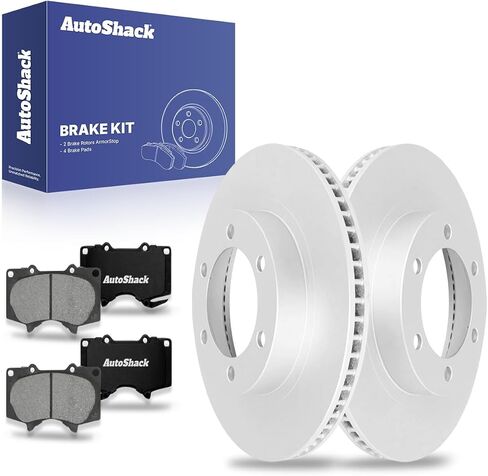 AutoShack Front Brake Kit Replacement for Toyota Tacoma FJ Cruiser 4WD Drilled & Slotted E-Coated Disc Brake Rotors Black Ceramic Brakes Pads 12.54" 318.5 mm SCDPR4132941329976 in Saudi Arabia