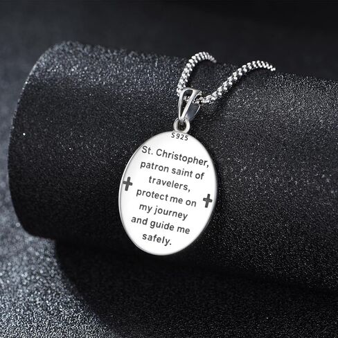 Saint Christopher Necklace for Men Women 925 Sterling Silver Patronus Medal Amulet Jewelry Gifts in Kuwait