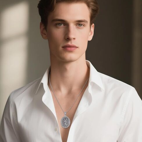 Saint Christopher Necklace for Men Women 925 Sterling Silver Patronus Medal Amulet Jewelry Gifts in Kuwait