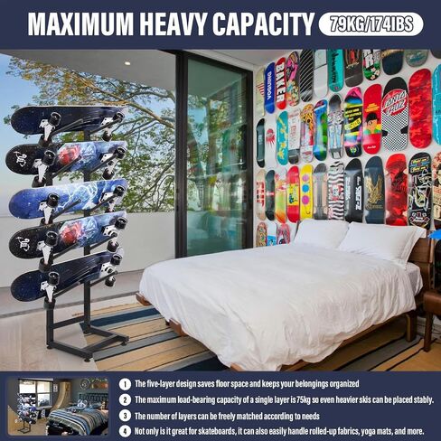 Single-sided Snowboard Storage Rack | 5-Tiers Free Standing Water Ski Rack | Wakeboard Racks, Home Gym Organize Holder, Free Standing 5-Tiers Metal Snowboard Storage Racks(43.3x11.8x11.8 inch) in Saudi Arabia