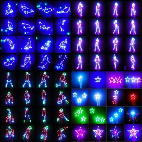 U'King Party Lights RGB مرحلة الإضاءة شعاع الرسوم المتحركة 3D أضواء الليزر أنماط مع DMX512 الصوت المنشط التحكم عن بعد لمهرجان بار ملهى ليلي الزفاف عرض حي الكنيسة in Kuwait