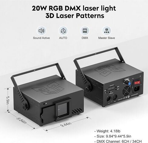 U'King Party Lights RGB مرحلة الإضاءة شعاع الرسوم المتحركة 3D أضواء الليزر أنماط مع DMX512 الصوت المنشط التحكم عن بعد لمهرجان بار ملهى ليلي الزفاف عرض حي الكنيسة in Kuwait