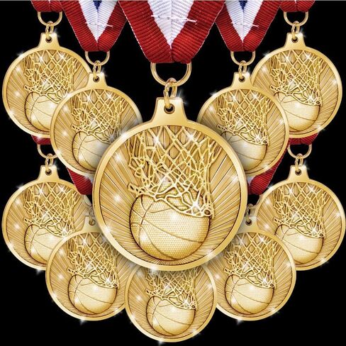Basketball Medals Value Pack - Gold 2" Basketball Net Medal Trophy Awards for Basketball Tournaments, Leagues, Competitions, & Team Recognition in Saudi Arabia