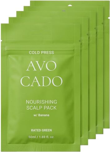 Rated Green - Avocado Nourishing Scalp Pack, Softening Hair Repair Mask and Scalp Mask for Dry Itchy Scalp, Total 8.45 fl. oz. Pack of 5-1.69 fl. Oz. Each in Kuwait