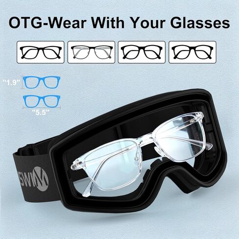 Kids Ski Goggles, OTG Snow Goggles, 100% UV Protection Snowboard Goggles for Boys & Girls, Snowmobile, Dog Sledding in Kuwait