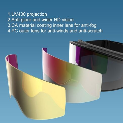 Kids Ski Goggles, OTG Snow Goggles, 100% UV Protection Snowboard Goggles for Boys & Girls, Snowmobile, Dog Sledding in Kuwait