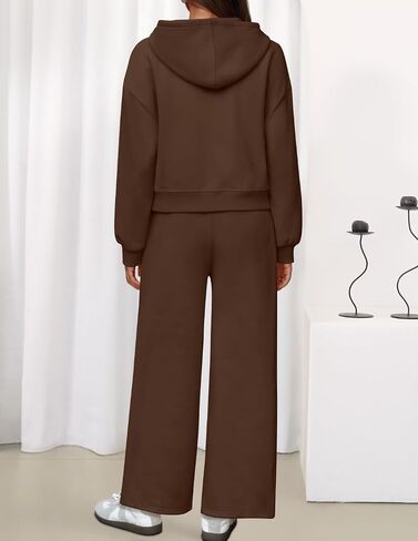 ZESICA المرأة 2 قطعة ملابس 2025 خريف شتاء كنزة بغطاء رأس من الصوف رياضية زمم البلوز طويل Sweatpant مطابقة مجموعة in Saudi Arabia