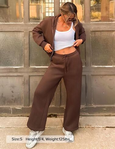 ZESICA المرأة 2 قطعة ملابس 2025 خريف شتاء كنزة بغطاء رأس من الصوف رياضية زمم البلوز طويل Sweatpant مطابقة مجموعة in Saudi Arabia