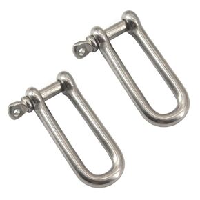 M12 Long D Ring Shackle 304 Stainless Steel Anchor Shackle with Screw Pin for Material Handling,Rigging Accessories,Connecting Chains and Ropes (Pack of 2)