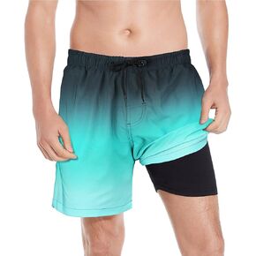 MILANKERR 5.5 inch 7 inch Mens Swim Trunks with Compression Liner,Mens Bathing Suit Quick Dry Stretch Swimming Trunks for Men