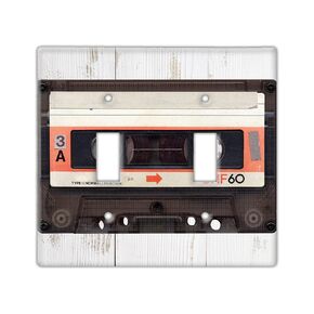 Decorative Wall Switch Cover Plate - Vintage Cassette Tape Switch Plate - Retro Look Decor for Music Room and Studio, Easy to Install and Great Home Improvement, (Double Blank Cover)