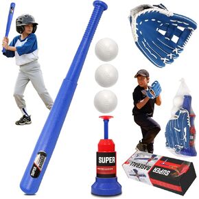 مجموعة Desoto Tball للأطفال الصغار، مجموعة كرة تي للأطفال الصغار والأطفال، لعبة البيسبول في الهواء الطلق تتضمن 3 كرات، مضرب، آلة رمي، قفاز، حقيبة، ألعاب Tball للأولاد والبنات، الأطفال الذين تتراوح أعمارهم بين 3-12 سنة