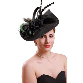 Cizoe Tea Party Hats Fascinators for Women Kentucky Derby Headpiece Peacock Feather Wedding Headware Bridal Headpiece