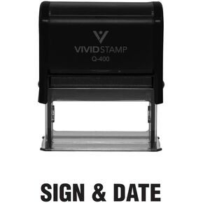 Sign & Date Self Inking Rubber Stamp (Black Ink) - X-Large