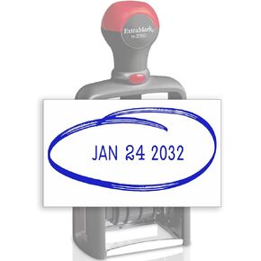 Heavy Duty Office Date Stamp - Brush Stroke Design - Self Inking Dater - Black Ink Color